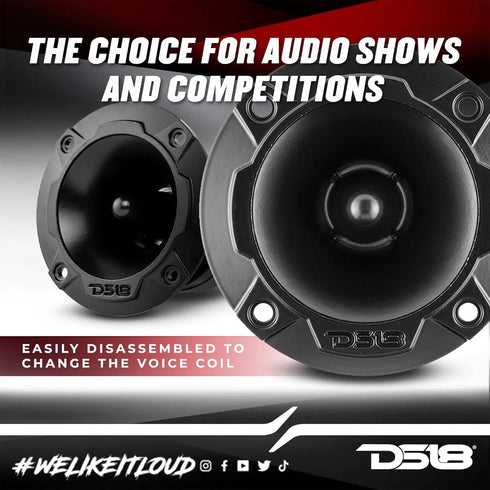 DS18 PRO-TWX2 3.78" Super Bullet Tweeter with 1" Aluminum Voice Coil, 240 Watts, 4 Ohms (2 Speakers Included)