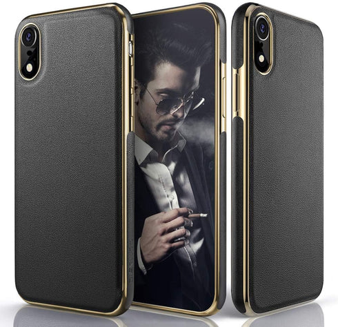 LOHASIC Leather Case for iPhone XR - Luxury Slim Flexible Soft Full Body Grip Bumper Shockproof Protective Cover
