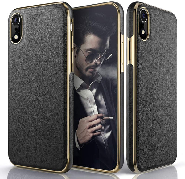 LOHASIC Leather Case for iPhone XR - Luxury Slim Flexible Soft Full Body Grip Bumper Shockproof Protective Cover