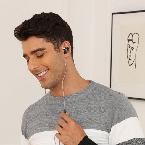 KZ DQS Wired Earbuds with Mic, Dynamic Driver in Ear Monitor Headphone, Semi-Open HiFi Bass Earphone 2pin 3.5mm Gaming