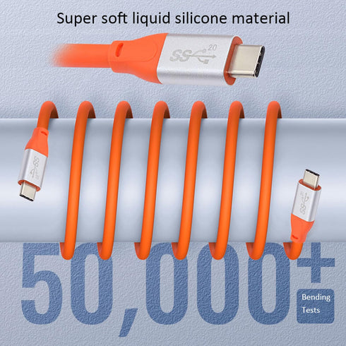 xiwai USB3.2 Gen 2 Type-C Male to USB C Male Charging and Data Cable 6.6FT, 20Gbps High Flex Ultra Soft 100W 8K 5K 4K