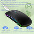 LED Wireless Mouse, Slim Silent Dual-Mode 2.4G+BT Rechargeable 7-Color Optical Mouse with USB Receiver, 3 Adjustable