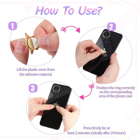 Fyntave 16 Pcs Metal Phone Finger Grip Hook Cute Heart Phone Charm Hooks Heart-Shaped Universal Adhesive Metal Hook