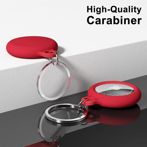 oakxco Silicone Airtag Keychain Holder, Cute Accessories for Kids, Luggage, Car Dog Collar, Waterproof Tracker (Red)