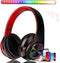 Bluetooth Wireless Over Ear Headphones, HiFi Stereo Sound Foldable Headphones with Colorful LED Lights, Built-in Mic,