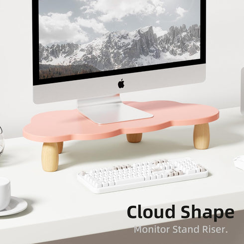 16.5IN AFOOYO Monitor Stand Riser,Cloud Shape Wood Computer Monitor Stand, Monitor Stand Riser, Multi-Purpose Desktop
