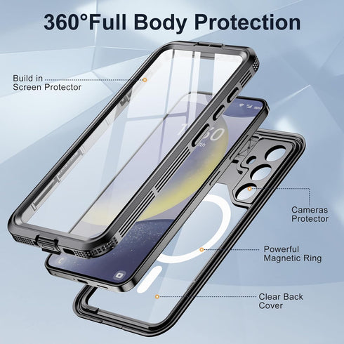 Samsung Galaxy S24 Case Waterproof, IP68 Underwater, 12FT Military Shockproof with Built-in Screen & Lens Protector,