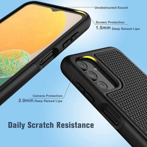 BNIUT Heavy Duty Case for Samsung Galaxy A13 5G, Dual Layer Shockproof Rugged Cover with Non-Slip Textured Back, Black