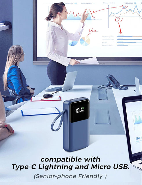 HELLEE 15000mAh 22.5W Pack 17/16/15/14/13, Power Bank, Portable Charger with Built in Cable, Fast Charging, Slim Travel