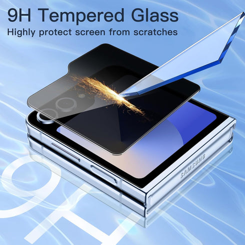 JETech Front Privacy Screen Protector for Samsung Galaxy Z Flip 6, Anti-Spy Tempered Glass Film, 2-Pack