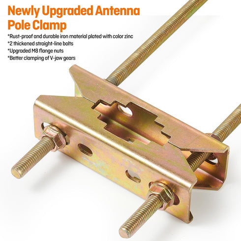 HEVIDUBANA 4 Pcs Antenna Mast Clamp TV Satellite Pole Mount Bracket - Heavy Duty Rod to Rod Clamp - Double Pipe