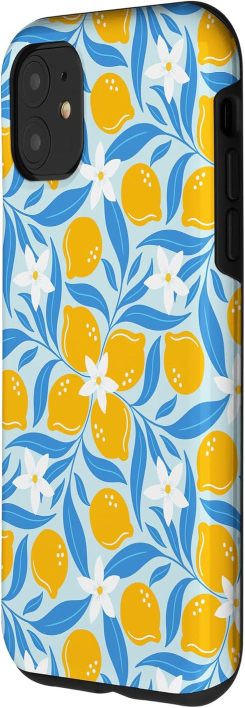 PrintablePretty 11 Powder Blue Cluster Lemon Floral Pattern Citrus Botanical Case for iPhone