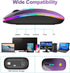 LED Wireless Mouse, Bluetooth & 2.4GHz Connection, Rechargeable Ultra Silent Slim Design, USB-C Adapter (Black-purple)