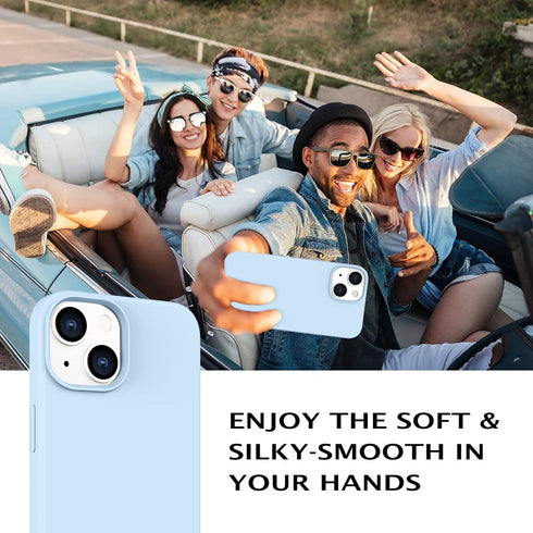 Telaso iPhone 13 Case, Baby Blue Liquid Silicone Soft Gel, Slim Fit, Shockproof, Microfiber Lining, 6.1 inch.