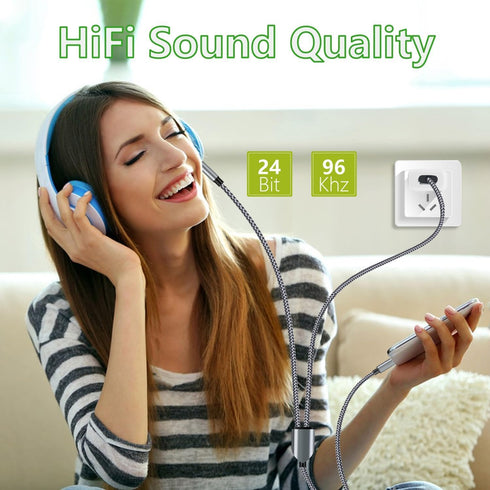 USB C to 3.5mm Aux Audio Cable with Charging, 2 in 1 USB C to 3.5mm Car Stereo Headset Audio Cable with PD Charging