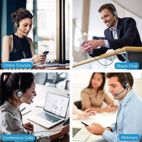 Headset PC,3.5mm Headsets Wantek Cell Phone with Microphone Noise Cancelling for Laptops, Jack,Volume Control,Wired