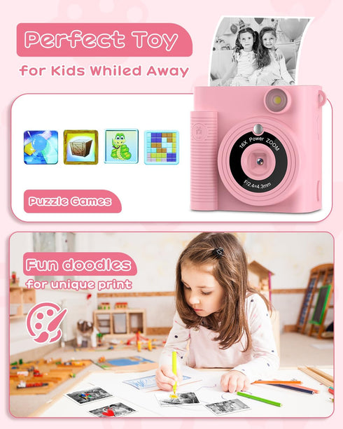 5 Rolls Kids Instant Camera Refill Print Paper, Photo Printer Thermal Paper Rolls for Kid's Instant Camera