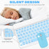 Bluetooth Keyboard and Mouse Combo, QWERT Layout Universal Ultra-Slim Wireless Keyboard Mouse Set for Android Windows iPad iPhone Samsung Tablet Portable Compact Keyboard Set, Light Blue