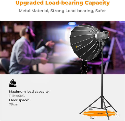 K&F CONCEPT 6.5ft/2M 1/4" Light Stand for Photography, Portable Extendable Photo Video Tripod Stand, Lighting Tripod