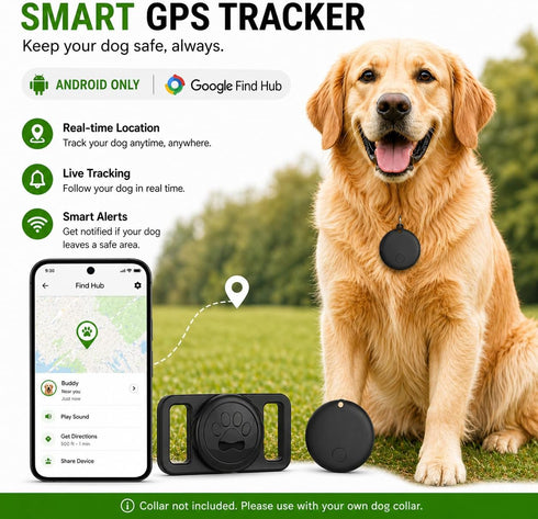 MDTZULIK GPS Collar for Dogs,Pet Tracker (Android Only) Smart tag,Waterproof Compatible with Google Find My,No Monthly