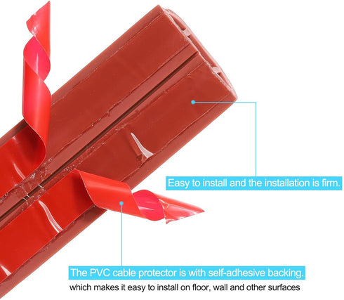 PATIKIL Floor Cord Cover - 10ft Red Cable Protector Hider for Home Office, Self Adhesive Extension Cable Management