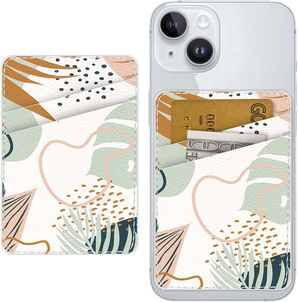 Leather Phone Card Holder Wallet, Stylish Stick Back Phone Wallet for Credit Cards, Suitable for iPhone, Samsung,