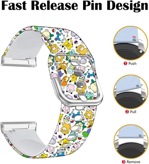 Pikacu Sea Turtle Anime Bands - Compatible with Fitbit Sense/Sense 2/Versa 3/Versa 4 Soft Sport Strap