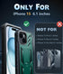 FNTCASE for iPhone 15 Phone Case: Military Grade Shockproof Full Protection Hard Phonecase with Kickstand - Dual Layer Matte Textured Drop Proof Rugged Protective Cover - 6.1 Inch Green