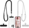 SS Cell Phone Lanyard - 2 Adjustable Neck Straps, 2 Phone Tether Tabs, Universal Crossbody Strap, Black Grey
