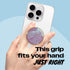 On The Grip Universal Phone Grip & Stand, Genuine Natural Gemstone/Seashell, Strong Adhesive Finger Holder, Collapsible