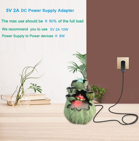 5V 2A 10W DC Power Supply Adapter, 100V-240V AC to DC 5 Volt with 5 Sizes Tips for Security Cameras