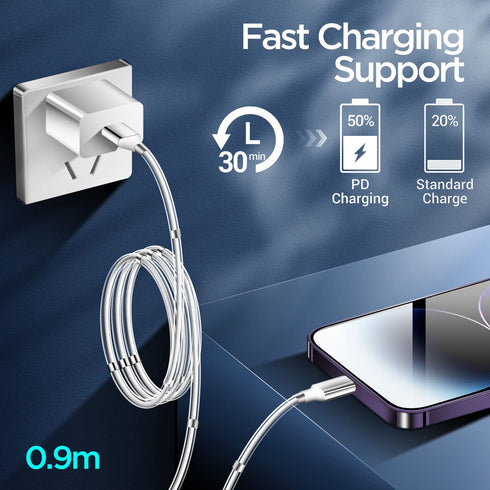 AICase Magnetic Charging Cable (3FT+6.5FT), Super Organized Nano Data Cable for iPhone 14/13/12/11/XS/XR/X/8/7/6/SE