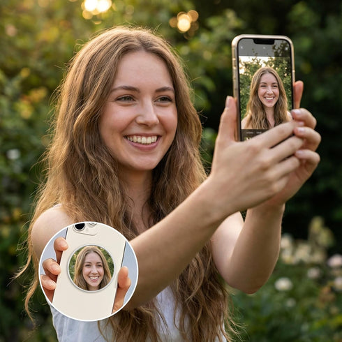 Hadnves Selfie Magnetic Mirror Convex Wide-Angle Mirror for Phone Back Camera Selfies Logging Streaming Video Recording