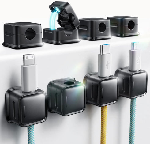Cord Organizer Holder, 8 Pack Magnetic Desk Cable Clips for Phone Charging Cable Management, Strong Adhesive