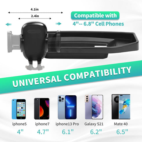 Multi-Mount Dash Phone Holder with Arm Metal Rod for Dodge RAM 2018-2023 (for 8.4" Screen), Phone Mount Storage Tray