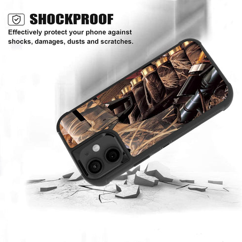 for iPhone 11 Case, Heavy Duty 3 in 1 Hybrid Hard PC & Soft Silicone Shockproof Drop Protective Case for iPhone 11 (2019) 6.1 inch, Duck Hunting Camouflage Shotgun Bullets Decoy