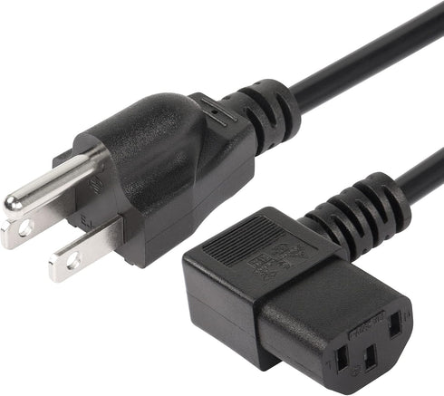 CERRXIAN 4.92FT 18AWG Right Angle 3 Prong Computer Power Cord, NEMA 5-15P to