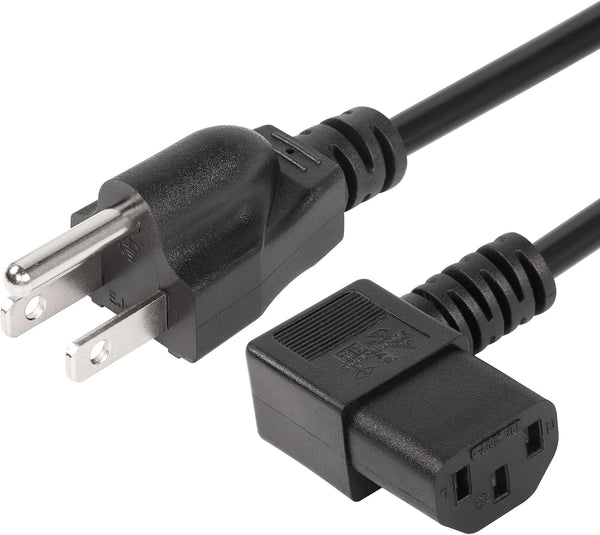 CERRXIAN 4.92FT 18AWG Right Angle 3 Prong Computer Power Cord, NEMA 5-15P to