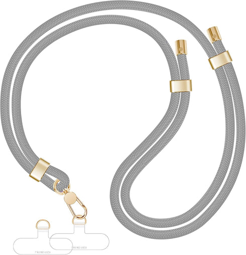 Phone Lanyards for Around the Neck, Universal Neck Strap Holder with Phone Patches, Crossbody Cell Phone Strap (Gray)