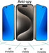 2 Pack Anti-Blue Privacy Tempered Glass for iPhone 15 Pro Mirror Anti-Spy Screen Protector Anti-Peeping Film Electroplated Blue 6.1 inch