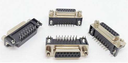 Pc Accessories 10-Pack DB15 Female Right Angle PCB Mount Connector, 90 Degree D-Sub DR15 F