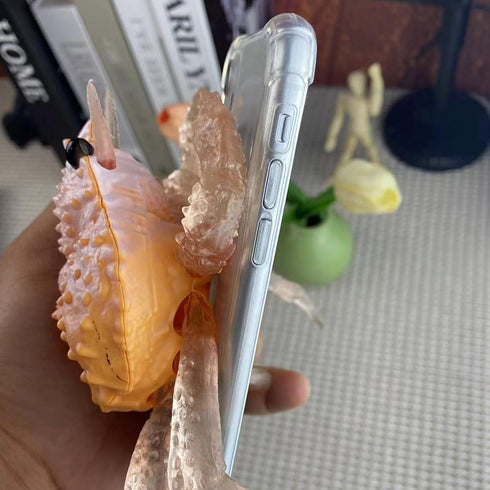 Seconddog 3D Pinch 11,Trendy 11(Orange) Finger Crabs Funny Stretching Decompression Phone Case Compatible with iPhone