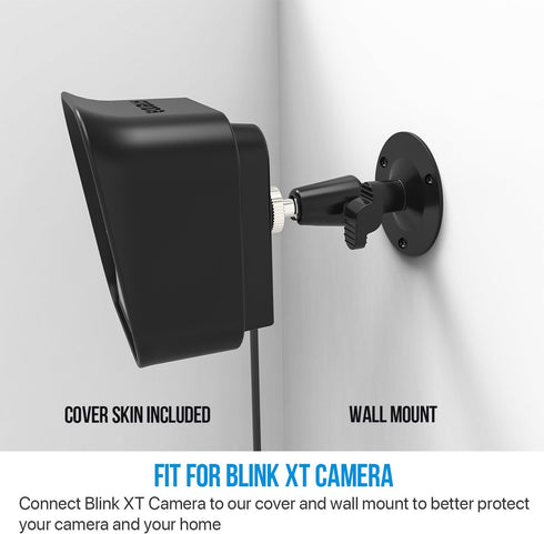 Frienda 360 Degree Adjustable Wall Mount Bracket and Silicone Protective Skin for Blink XT Security Camera (3, Black)