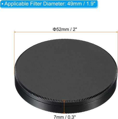 PATIKIL 49mm Lens Cap, Camera Lens Cap Cover Universal Front Metal Lens Filter Stacks Cap Protective Case for 49mm Camera Circular Polarizing Fader ND Filter, Black
