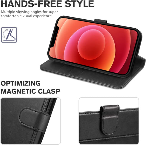 TUCCH Wallet Case for iPhone 12 Mini 5G, RFID Blocking Card Slot Stand, PU Leather Magnetic Flip Folio Cover