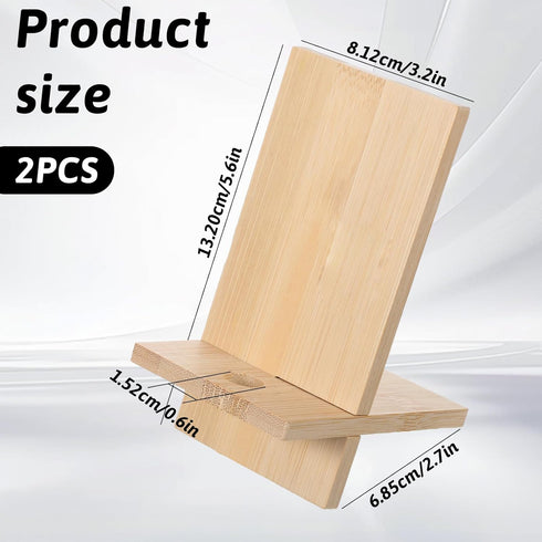 Eldraqth Bamboo Cell Phone Stand Cell Phone Stand for Desk Solid Wood Stands Wooden Holder Portable Wood Holder for Bed