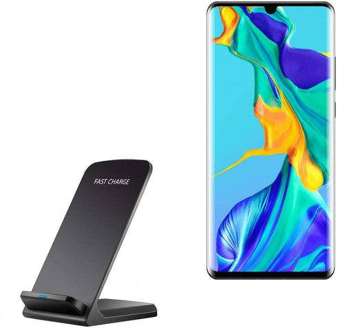 BoxWave Wireless QuickCharge Stand (10W) for Huawei P30 Pro - No Cord; Charge Your Phone with Ease! - Jet Black