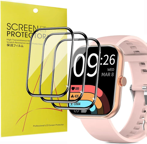 3 Pack 3D Full Coverage Screen Protector for SOMTLERK A221 1.91" Smartwatch