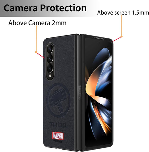 Case for Samsung Galaxy Z Fold 3 5G, Superhero Character Compatible Leather Case, Black