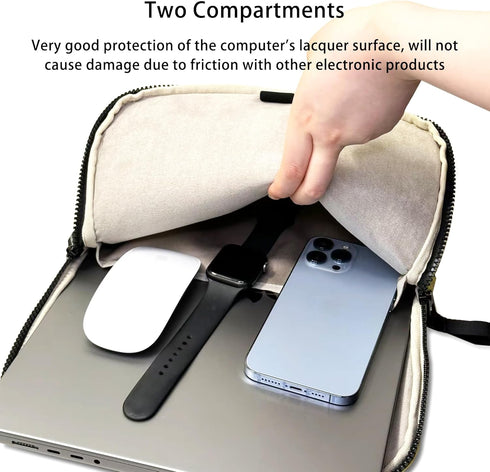 Puffy Laptop Sleeve 15-16 Inch White, Waterproof Carrying Case Bag for Women, Compatible with MacBook Pro